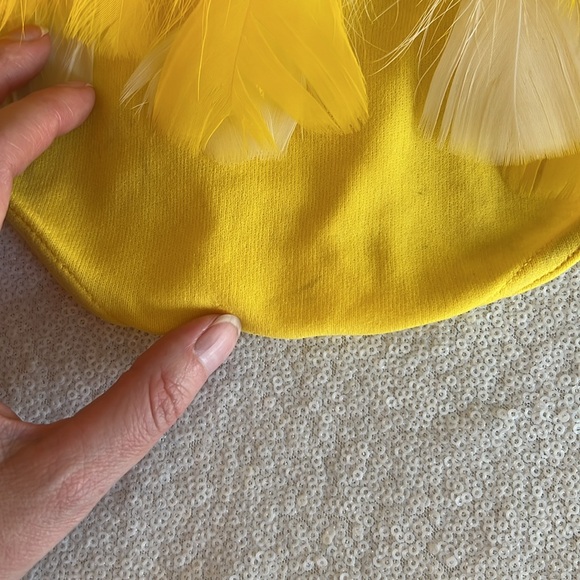 Vintage 1970s Yellow Dance Leotard with Sequins and Feathers - Child or … - Picture 13 of 15